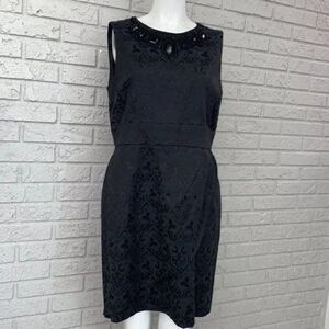 ISADORA Collection Women Sleeveless Embellished Black Damask Sheath Dress Size 1